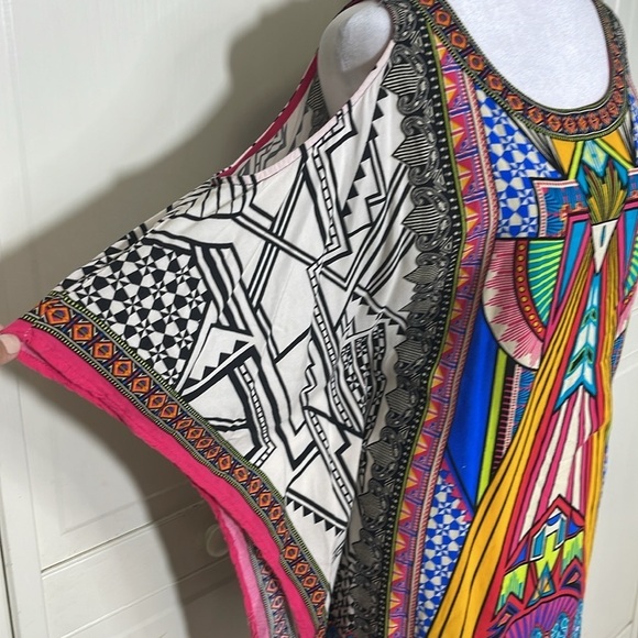 Flying Tomato Women's Aztec Print Cold Shoulder Tunic Top Mini Dress Sz M - Picture 4 of 12